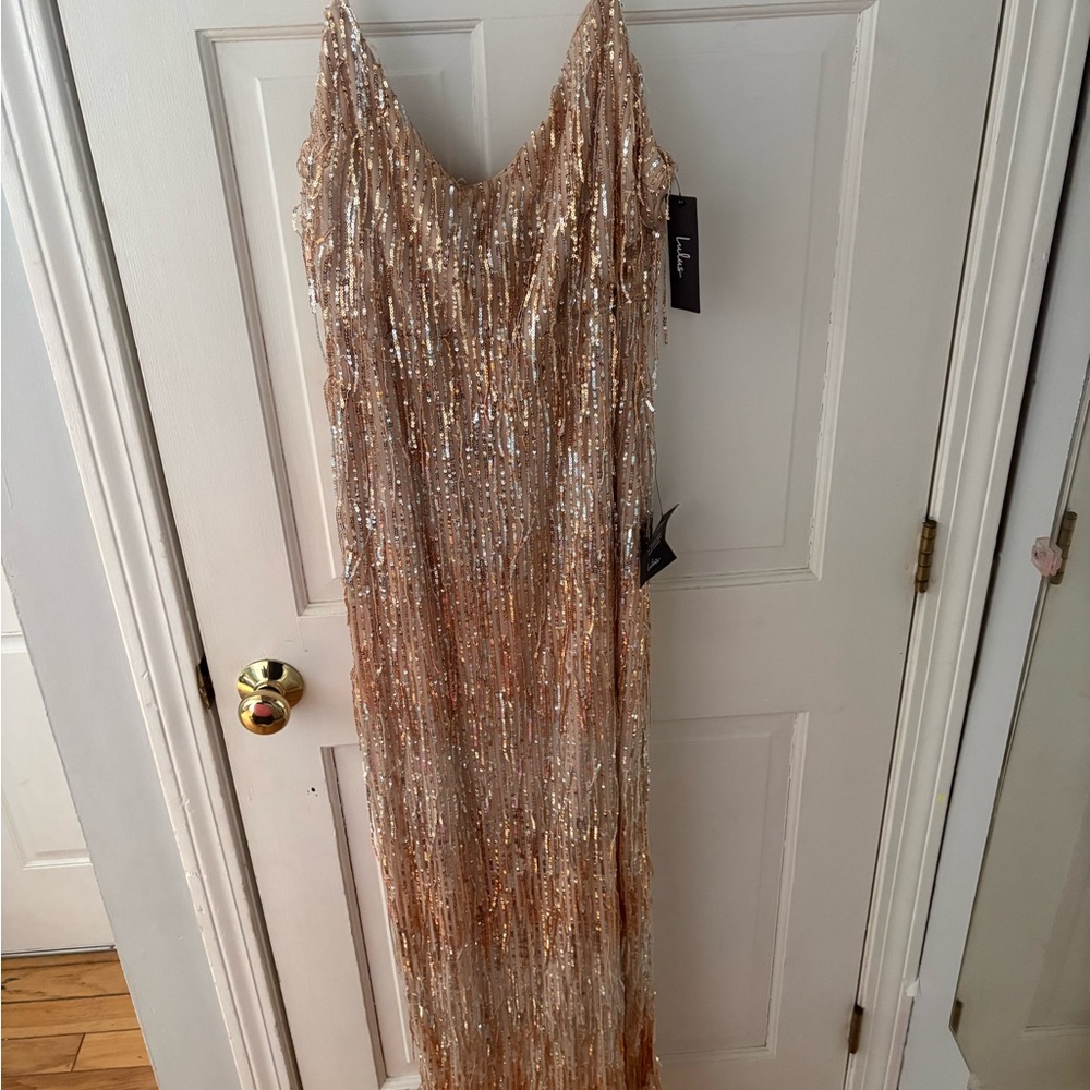 Lulu’s NWT Gold Sequin Evening Gown